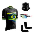 Kit Ciclismo Camisa C/ Proteção UV + Manguitos + Óculos de Proteção Espelhado + Bandana - XFreedom