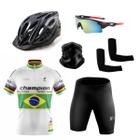 Kit Ciclismo Camisa e Bermuda + Capacete Bike + Acessórios