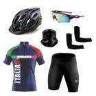 Kit Ciclismo Camisa e Bermuda + Capacete Bike + Acessórios