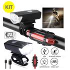 Kit Ciclismo Farol Lanterna Traseira Recarregável 300 Lumens