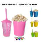 Kit Cinema10 Baldinho Pipoca 1l + 10 Copos Twister 400 Ml