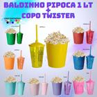 Kit Cinema10 Baldinho Pipoca 1l + 10 Copos Twister 400 Ml