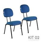 kit cjs 02 cadeiras secretária palito desmontavel azul