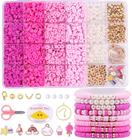 Kit Clay Beads Wullgess 3500 unidades para pulseiras feitas de rosa