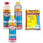 Kit Cloro Granulado 1kg + Clarificante + Algicida + Elevador de Ph Genco