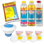 Kit Cloro Granulado 1kg + Clarificante + Algicida + Redutor de Ph e Alcalinidade e Pastilhas e Clorador