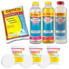 Kit Cloro Granulado 1kg + Clarificante + Algicida + Redutor de Ph e Alcalinidade e Pastilhas  Genco 