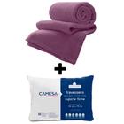 Kit  Cobertor Solteiro 180G LISO + Travesseiro Camesa Firme