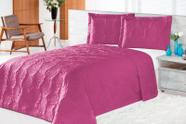 Kit Cobre Leito Colcha Cama Solteiro 2 Peças Dupla Face Matelado Rosas Pink