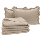 Kit Cobre Leito Colcha Diplomata Queen Dupla Face 3 Peças - Caqui - 100% Poliéster