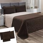 Kit Cobre Leito Colcha Dupla Face Cama Super King + Lençol Marrom