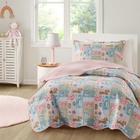 Kit Cobre leito Colcha Solteiro menino menina 2 Peças Infantil Estampado cama rosa azul verde