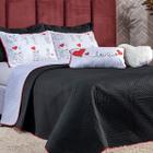 Kit Cobre Leito Coração Love Preto/Branco Dupla Face com Almofadas CASAL PADRÃO 07 Peças