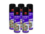 Kit Cola Spray 75 Removivel 3M Cola e Descola 500ML Transparente 5 Unidades
