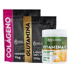 Kit: Colágeno 1Kg + Glutamina 250g + Vitamina C Em Pó 500g - 100% Puro Importado - Soldiers Nutrition