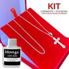 Kit Colar Crucifixo + Pulseira Grumet 3mm e Limpa Pratas