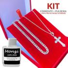 Kit Colar Crucifixo + Pulseira Grumet 5mm e Limpa Pratas