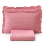 Kit Colcha Casal Liso Bouti Cobre Leito 3 Peças Rosa