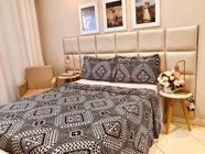 Kit Colcha Casal Preta Jacard Com 2 Fronhas