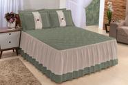 kit Colcha Casal Queen Bordada Com Babado 2,70 X 2,60 Cama Box Cobre Leito Decorativo 3 Peças