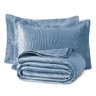 Kit Colcha Cobre Leito Cama Super King Size Dupla Face 3 Peças 200 Fios Matelado Brisa Luxo Toque Macio Aveludado