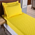 Kit Colcha Cobre Leito Roupa Cama Solteiro 2 Pçs Sleep Elastico Menino Menina Quarto Amarelo