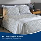 Kit Colcha De Piquet Queen 3 Peças 100% Algodão Estampada 2,20 x 2,50 Macia Cobre Leito Porta Travesseiro Dohler Luxo