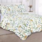 Kit Colcha Garden Queen - Flowers Green - Camesa