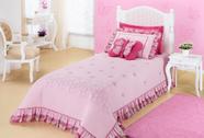 Kit Colcha Solteiro Borboleta Bordado Jardine Solteiro 3 Peças Rosa