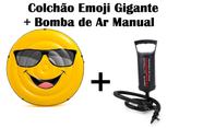 Kit Colchão Piscina Emoji de Óculos+ Bomba de Ar Manual