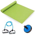 Kit Colchonete 1,73m + Extensor Elastico 1 Via + Roda para Abdominal para Yoga / Pilates / Exercicios Liveup Sports