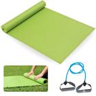 Kit Colchonete 1,73m + Extensor Elastico 1 Via Tensao Forte para Pilates e Exercicios Liveup Sports