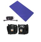 Kit Colchonete Azul + Corda de Pular Ajustável + Par de Caneleira Tornozeleira De Peso 7kgs Profissional