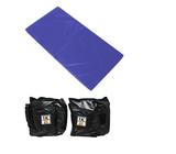 Kit Colchonete Azul + Par de Caneleira Tornozeleira De Peso 1kgs Profissional - 1 Fit