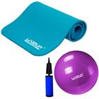 Kit Colchonete Azul para Ginastica + Bola Suica 55cm Roxa Liveup Liveup Sports