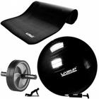 Kit Colchonete Pilates + Bola Premium 65 Cm Preto + Roda de Exercicios Vollo