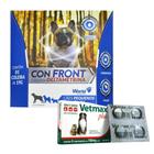 Kit Coleira Con Front antipulgas carrapatos cães pequenos e médios porte 48cm + Vetmax Plus 4 comprimidos