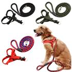 Kit Coleira Peitoral + Guia de Corda Reforçado Para Cachorro Grande Médio Porte LR-0277