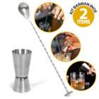 Kit Colher Bailarina De Bebidas Bar + Dosador 25/50ml Inox Para Drinks Gin Bartender Barman Bartender - Apolum