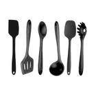 Kit Colher Concha Espátula 6 Utensílios de Silicone Preto