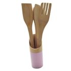 Kit Colher De Pau Utensílios Em Bambu 5 Peças Anti Fungos Casa Cozinha Colorido - KCB-06 - ds