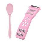 Kit Colher de Silicone Premium 20,5cm + Fatiador 5 em 1 Rosa