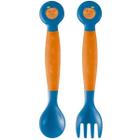 Kit Colher e Garfo Flexíveis Laranjito Funny Meal Refeição do Bebê +6 meses MultiKids Baby