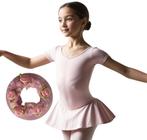 Kit Collant Ballet Manga Curta Rosa Saia Embutida Spl e Rede Coque Flor - Balé Infantil