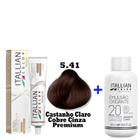 Kit Coloração Itallian Premium 60g Castanho Claro Cobre Cinza 5.41+ Emulssão Oxi 20vol.x 90ml