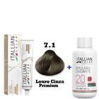 Kit Coloração Itallian Premium 60g Louro Cinza 7.1 + Emulsão Oxi 20vol.x100ml.