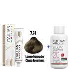 Kit Coloração Itallian Premium 60g Louro Dourado Cinza 7.31 + Emulsão Oxi 20vol.x100ml