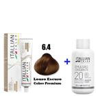 Kit Coloração Itallian Premium 60g Louro Escuro Cobre 6.4 + Emulsão Oxi 20vol.x 90ml.