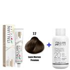 Kit Coloração Itallian Premium 60g Louro Marrom (Choc.Clarro) 7.7 + Emulsão Oxi 20vol.x 90ml