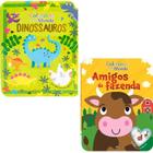 Kit Colorindo meu mundo: Dinossauros + Amigos da Fazenda SBN Crianças Filhos Infantil Desenho História Brincar Pintar